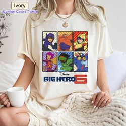 disney big hero 6 group disney shirt, disney baymax big portrait t-shi