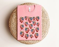 4th of july Strawberries Shirt, America Shirt, 4th of july Shirt, Strawberry Shirt, American girl Shirt, Memorial Shirt