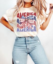 Coquette 4th of July Shirt, American Flag Shirt, USA Shirt, Womens Shirt, Retro 4th of July Shirt, Trendy Summer Shirt