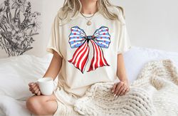 Coquette 4th of July Shirt, American Flag Shirt, USA TShirt, Retro 4th of July Shirt, Trendy Summer Shirt, Coquette Bow