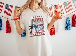 Fourth of July Red White And Pew Pew Shirt, Retro America Shirt, American Flag, 4th of July, Independence Day Shirt