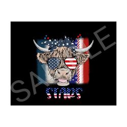 stars cow western 4th of july digital file png
