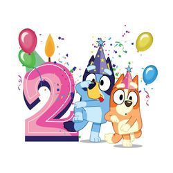 2nd bluey birthday png files, png for shirts, birthday png, bluey invitations, happy birthday cards