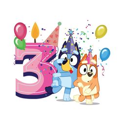 3rd bluey birthday png files, png for shirts, birthday png, bluey invitations, happy birthday cards