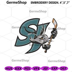 san jose sharks logo embroidery, san jose sharks machine embroidery file download, nhl embroidery instant digitals