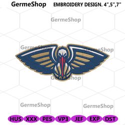 new orleans pelicans symbol embroidery file, new orleans pelicans embroidery digital file, new orleans pelicans machine