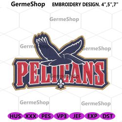 new orleans pelicans logo machine embroidery files, new orleans pelicans embroidery download, new orleans pelicans logo