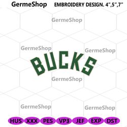 milwaukee bucks wordmark logo embroidery files, milwaukee bucks embroidery design file, logo nba team machine embroidery