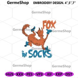 fox in socks machine embroidery instant download, fox in socks dr seuss embroidery download files, happy dr seuss file d