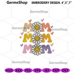 daisy mom flower mothers day machine embroidery design, mother day embroidery download, mom embroidery download files