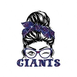 giants girl wearing glasses football messy bun svg