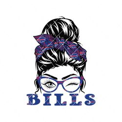 bills girl wearing glasses football messy bun svg