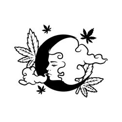 moon woman smoking weed svg digital download files