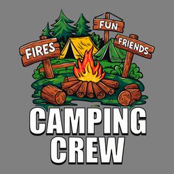fires friends fun camping crew wooden sign svg