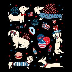 retro 4th of july dachshund doodle svg digital download files