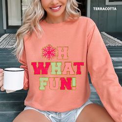 oh what fun christmas comfort colors sweatshirt, oversized christmas sweatshirt, cute christmas sweatshirt