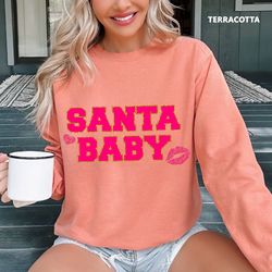 santa baby christmas comfort colors sweatshirt, santa baby oversized christmas sweatshirt, oversized holiday sweater