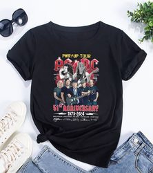 acdc band 51 years 1973-2024 signatures t-shirt, acdc rock band t-shirt, rock band acdc , gift for him, gift for her