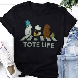 we bare bears tote life abbey road t-shirt, we bare bears shirt fan gifts, we bare bears cartoon network shirt