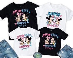 mickey minnie keeper of the gender shirt, gender reveal family shirt, mickey pregnancy reveal shirt