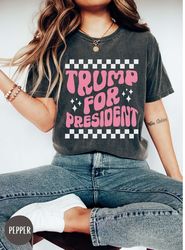 retro trump for president t-shirt, groovy donald trump shirt, pink ultra maga shirt, funny conservative gift shirt