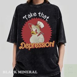 take that depression duck shirt, take that depression shirt, hazbin hotel, lucifer, hazbin hotel fan art shirt