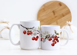 cherries botanical garden mug  boho cottagecore mug  beautif