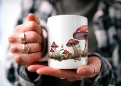classic mushroom coffee mug  boho cottagecore fungi  beautif