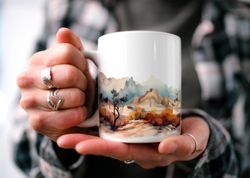 desert mountain coffee mug  nature inspired  travel adventur
