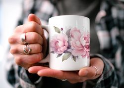 enchanting peonies mug, floral cottagecore mug, botanical mu