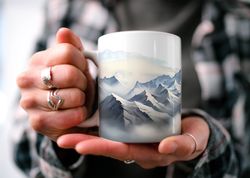 himalayas mountain range coffee mug  nature inspired  outdoo