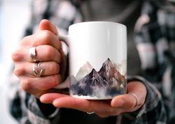 snowcapped mountains coffee mug  camping mug  travel adventu