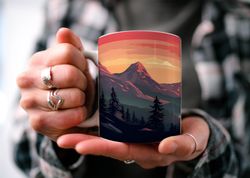 sunset mountain coffee mug  camping mug  travel adventure de