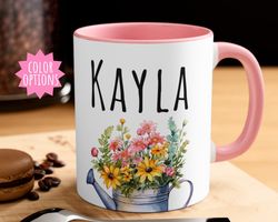 custom coffee mug personalized mugs for women, gift for her, flower mug, floral,