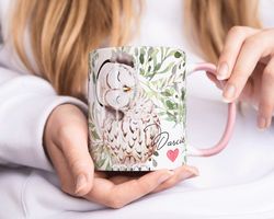 personalised christmas owl mug, secret santa gift for her, mug gift for her, owl