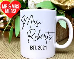personalized mr and mrs coffee mug, bride gift, wedding gift, engagement gift, f