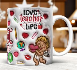 3d inflated love teacher life inspire mug