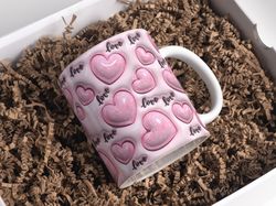 3d pink glitter love hearts inflated mug