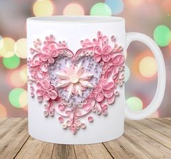 3d pink heart mug