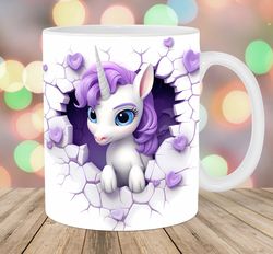 3d unicorn hole in a wall mug