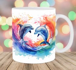 colorful dolphins mug