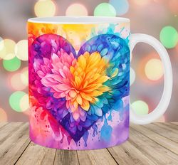 colorful heart alcohol ink mug