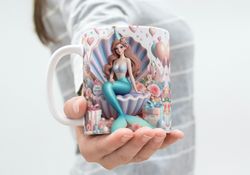 beautiful mermaid 3d effect birthday theme mug