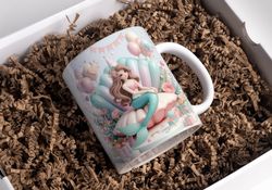 birthday theme pastel beautiful mermaid 3d mug