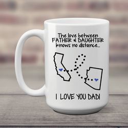 fathers day gift from daughter coffee mug two states, dad gift from daughter