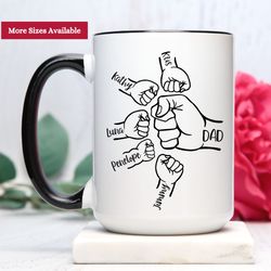 personalized dad coffee mug, dad mug with kids names, fathers day gift from kids