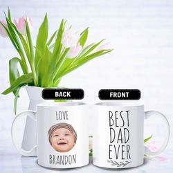 best dad ever mug, father's day gift - personalized with photo of kids