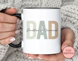 personalized dad mug with kids name custom daddy coffee mug