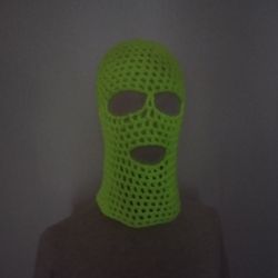 neon yellow fluorescent balaclava crochet hip-hop balaclava mesh balaclava hood fishnet face covering rave balaclava