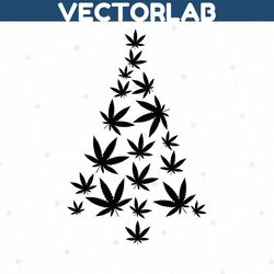 weed leaf christmas tree svg | stoner holiday | cannabis winter decal decor graphics | cricut cutfile clip art vector di